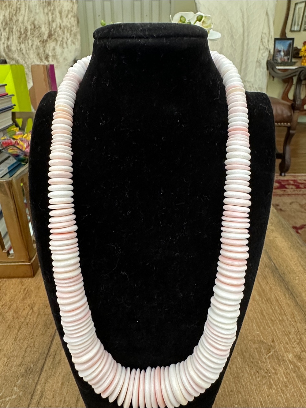 Jay King Pink and White Heishi Disk Necklace